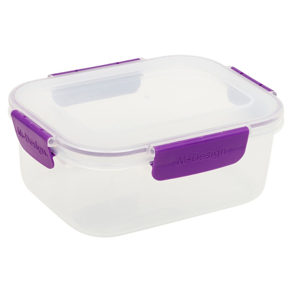 Urbn-Chef ( 1.6L, ) Set Of 6 Food Plastic Storage Container Airtight Seal Clip & Lock Lid Dishwasher Safe Purple