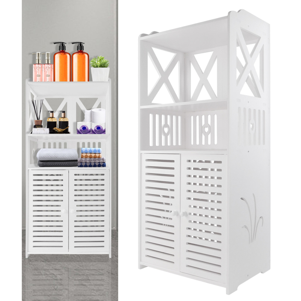 Freestanding Bathroom Storage Cabinet with 2 Doors 3 Tier Bathroom Cabinet for Living Room Bedroom Kitchen