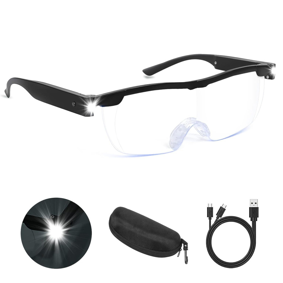 200% Magnifying Glasses with LED Light Magnification USB Rechargeable