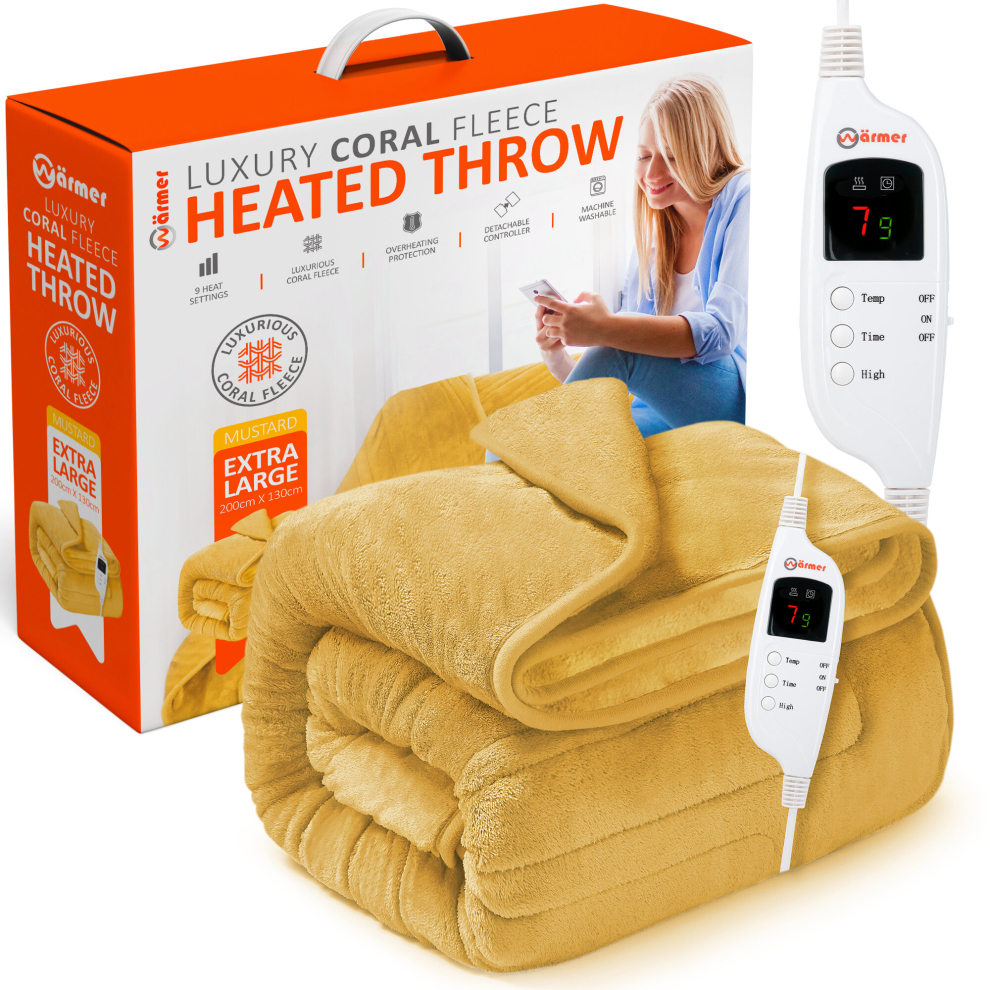 Warmer (Mustard) Wärmer Electric Heated Throw Blanket - Extra Large