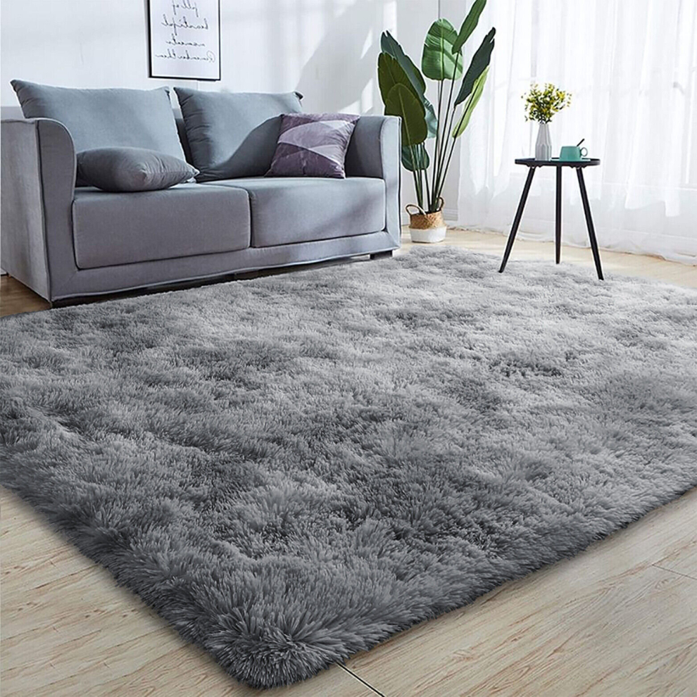 (120cm x 170cm (4ft x 5ft 8")- Small Area Rug) Large Shaggy Area Rugs Fluffy Soft Grey Carpet Rug