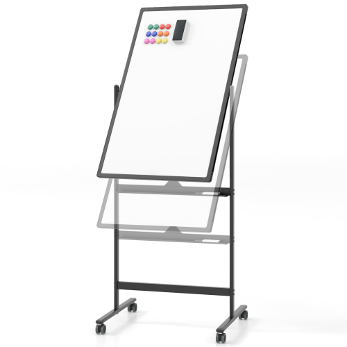 Casart Double-Sided Magnetic Mobile Whiteboard Adjustable Rolling Erase Board W/ Marker