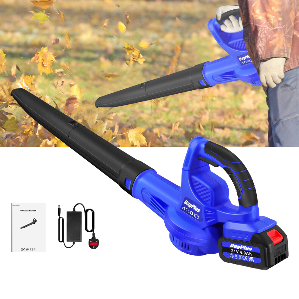 Battery Leaf Blower with 4.0Ah Battery 2 Section Tubes Lightweigth Coldless Garden Blower for Dust Snow Leaf