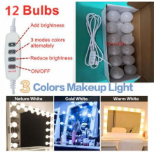 (12 bulbs) LED Make up Mirror Light Bulbs USB Hollywood Vanity Makeup Mirror Lights Bathroom Dressing Table Lighting Dimmable LED Wall Lamp