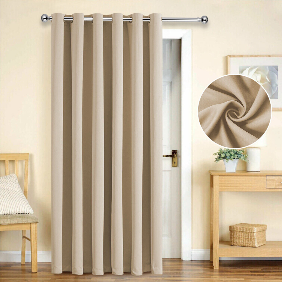 (Cream, 66" x 84" (Single Panel)) Blackout Eyelet Curtains Pair Luxury Insulated Heavy Thermal Ring Top Ready Made Window Curtain Panel Free Tieback