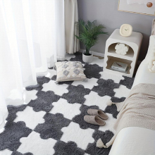 4pcs Thickened Plush Shag Puzzle Floor Mat Bay Window Mat Seat Carpet Cuttable Square Interlocking Carpet Fluffy Area Rugs Protective Anti Slip Washab
