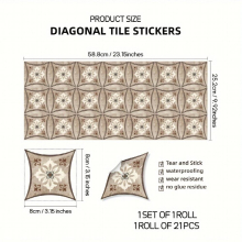 1 Roll Of 21 Moroccan Printed Ceramic Tiles Self adhesive And Waterproof Suitable For Living Room Dining Room Balcony Study And Home Decoration Size 5