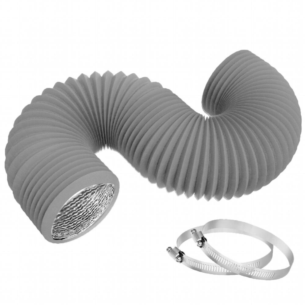 1Pc Dryer Vent Hose Flexible Insulated Air Ducting Vent Hose Pvc Aluminum Foil With 2 Clamps For Hvac Ventilation Diameter 4 Inch 4 Inch 8 Feet 885680871610