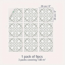 9pcs Bohemian Pattern Printed Floor Stickers Waterproof Non slip Wear resistant Flower Tile Stickers Home Decoration Self adhesive Tile Stickers Kitch