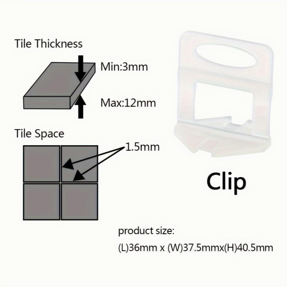 20 100Pcs 3 0Mm Tile Leveler Clamps Wedges Floor Tile Leveling System Clips 885680859144