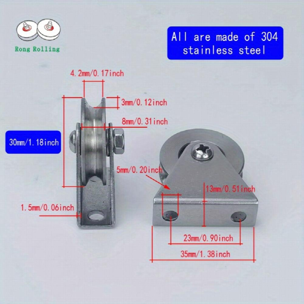 2Pcs Sheave Rollers All 304 Stainless Steel Gliding U Groove Rollers With Single 304 Stainless Steel 635Zz Bearing Rope Pulleys Drive Wheels With Oute 885680857256