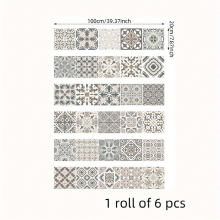 6pcs Bohemian Patterned Staircase Stickers With Self adhesive And Moisture proof Features The Wallpaper Is Printed With Colorful Patterns And Can Be U