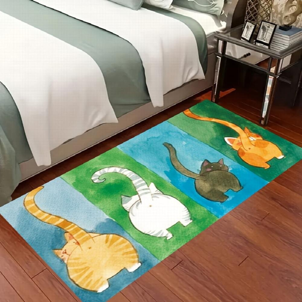 1pc Cartoon Cats Print Rug Minimalist Kittens Print Carpet Washable Bedside Decorative Mat Anti skid Foot Pad For Home Decor Indoor Decor Room Supplie-image-OPC-PD8FQJK-NEW