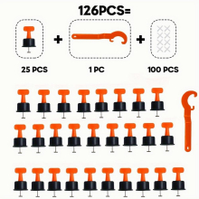 126pcs set Reusable Tile Leveling System Replaceable Needle Pin For Wall Floor Tile Laying Leveler Spacer Wedge Crossers Tool Locator Plier