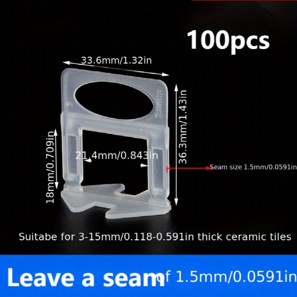 100Pcs Tile Leveling System Clips 1 16 1 5Mm 2 0Mm Diy Tile Leveler Spacer Professional Tile And Stone Installation Tile Leveling System 885680866555