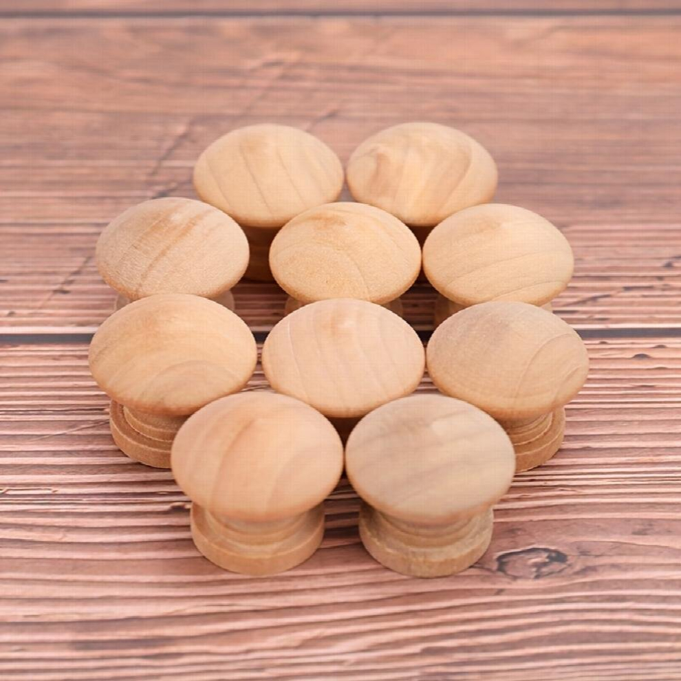 10Pcs Solid Wood Round Mushroom Paintless Door Pull Round Knobs Wooden Cabinet Knobs Drawer Pulls For Bathroom Bedroom 885680867583