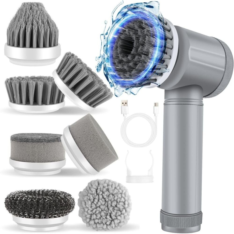 Cordless Electric Cleaning Brush Spin Scrubber Turbo Scrub Cleaner Rechargeable With 7 Replacement Brush Heads-image-OPC-PD8FNRY-NEW