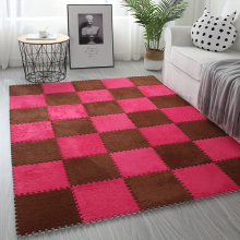 12pcs Interlocking Carpet Shaggy Soft Foam Mat Comfortable Anti slip Area Rugs Protective Floor Tiles Exercise Play Mat For Children Kids Room Home Pa