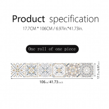 1 Roll Bohemian Printed Staircase Stickers Self adhesive Waterproof Home Decoration Wallpaper Living Room Bedroom Study Removable Thickened Moisture p