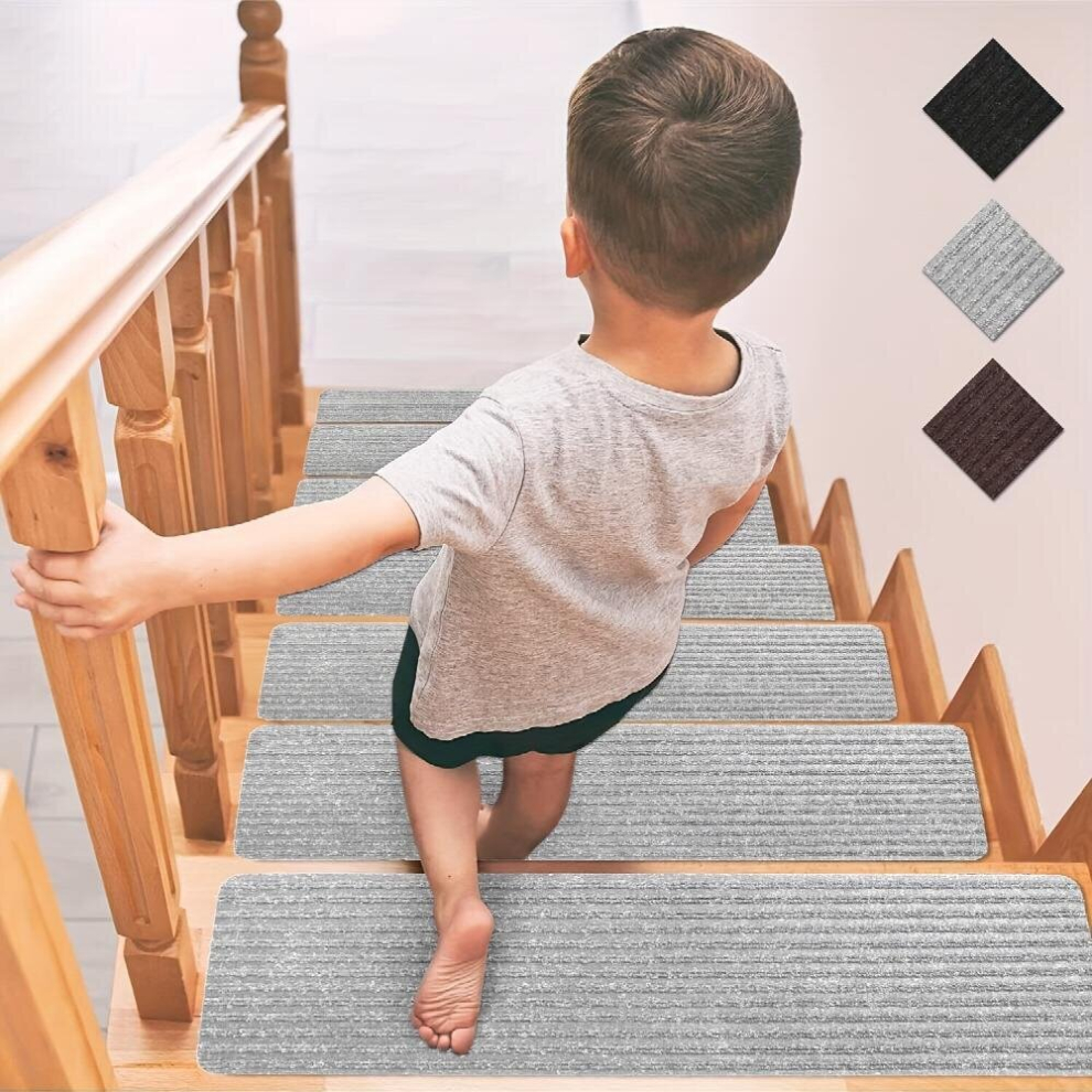 15Pcs Non Slip Indoor Carpet Stair Treads Stairs Carpet Tape For Hardwood Floors Gray Peel And Stick Tape Self Adhesive Stair Traction Treads Stair Ma 885680870859