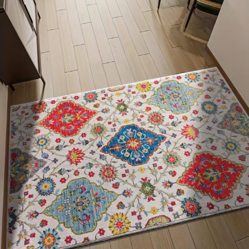 1pc Area Rug Persian Style Bedroom Bedside Rug Retro Style Living Room Table Rug Foldable And Machine Washable-image-OPC-PD8FSBZ-NEW