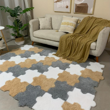 6pcs Thickened Plush Shag Puzzle Floor Mat Bay Window Mat Seat Carpet Cuttable Square Interlocking Carpet Fluffy Area Rugs Protective Anti Slip Washab
