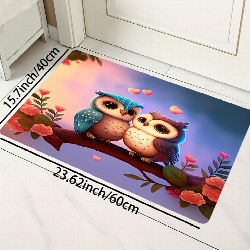 1pc Cartoon Bird Print Rug Rose Pattern Carpet Machine Washable Carpet For Kitchen Living Room Bedroom Bathroom Decor-image-OPC-PD8FSJN-NEW