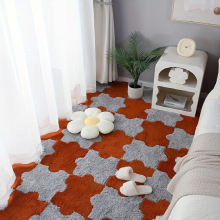4pcs Thickened Plush Shag Puzzle Floor Mat Bay Window Mat Seat Carpet Cuttable Square Interlocking Carpet Fluffy Area Rugs Protective Anti Slip Washab
