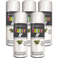 5 x 400ml Brilliant White Gloss Finish Spray Aerosol Van Car Bike