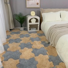 6pcs Thickened Plush Shag Puzzle Floor Mat Bay Window Mat Seat Carpet Cuttable Square Interlocking Carpet Fluffy Area Rugs Protective Anti Slip Washab