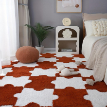 6pcs Thickened Plush Shag Puzzle Floor Mat Bay Window Mat Seat Carpet Cuttable Square Interlocking Carpet Fluffy Area Rugs Protective Anti Slip Washab