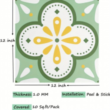 10 15pcs And Peel And Stick Floor Tile Green Flower Floor Tiles Peel And Stick Waterproof For Bathroom Durable And Self Adhesive Flooring For Transfor