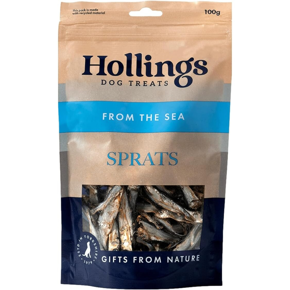 Hollings Sprats for Dogs, Fish, 100g, Pack of 1