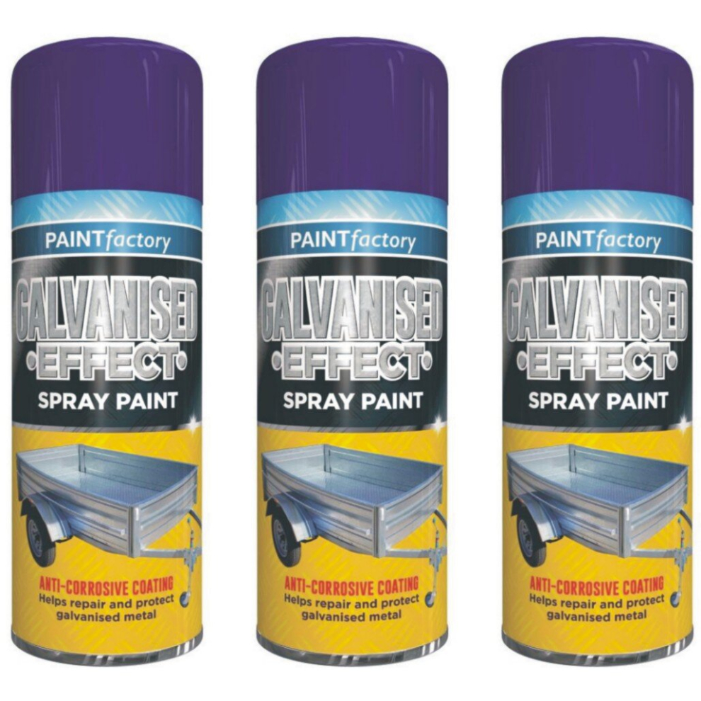 3 x 400ml Galvanised Effect Spray Anti Corrosive Coat Protect Metal