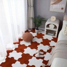 4pcs Thickened Plush Shag Puzzle Floor Mat Bay Window Mat Seat Carpet Cuttable Square Interlocking Carpet Fluffy Area Rugs Protective Anti Slip Washab