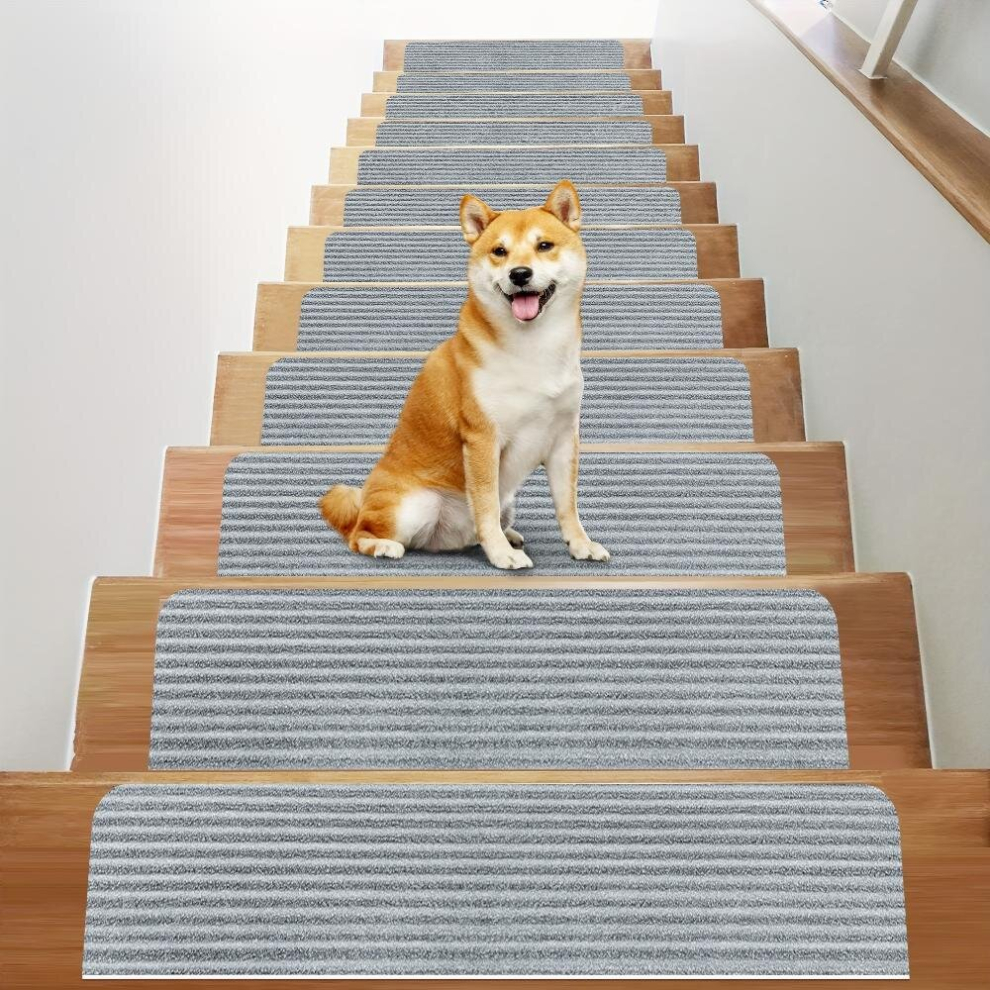 8 15Pcs Stair Treads For Wooden Steps Indoor With Self Adhesive Non Slip Stair Runners Peel & Stick Indoor Stair Carpet Runner Resistant Indoor Runner 885680870071