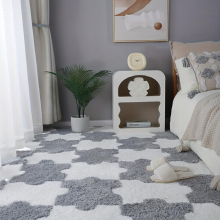 4pcs Thickened Plush Shag Puzzle Floor Mat Bay Window Mat Seat Carpet Cuttable Square Interlocking Carpet Fluffy Area Rugs Protective Anti Slip Washab