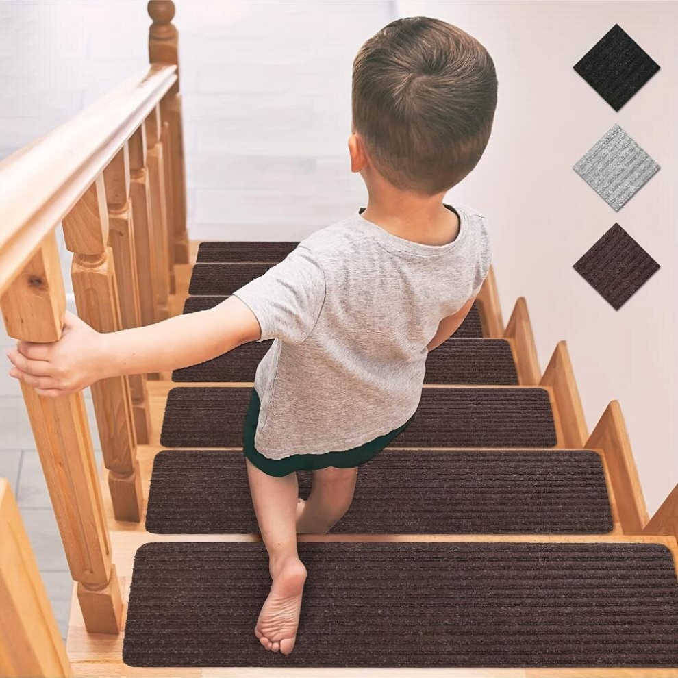 15Pcs Stair Treads Carpet Peel And Stick With Self Adhesive Stairway Treads Stair Covers Stair Pads For Wooden Stairs Safety Stair Grip Strip Stair Ca 885680864445
