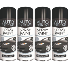 4 x 250ml Auto Extreme Black Matt Spray Paint, Perfect Matt Finish