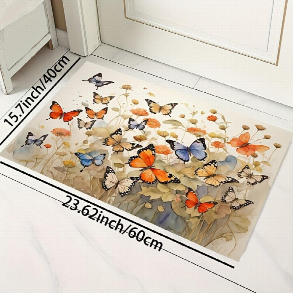 1pc Colorful Area Rug Butterfly Pattern Mat Decorative Carpet Polyester Textured Rug Suitable For Bedroom Living Room Leisure Area Bedside Accessories-image-OPC-PD8FVQS-NEW