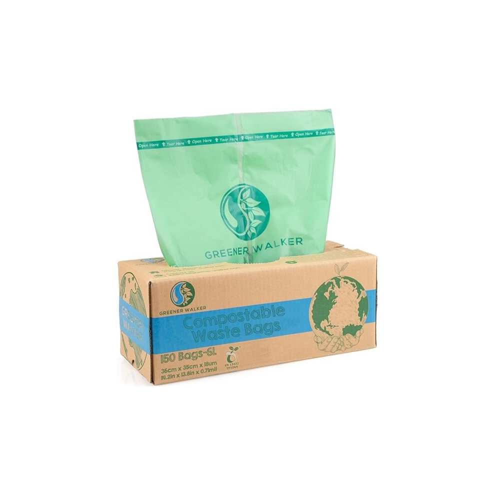 Greener Walker 6L-150Bags 100% Compostable Biodegradable Bin Liners 6L/10L/30L Food Waste Bags Kitchen Bin Liners