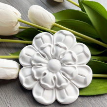 1pc PU Polyurethane Material Decorative Flowers Lightweight Flowers Carved Background Wall Decoration Flowers Gypsum Cabinet Door And Window Decoratio