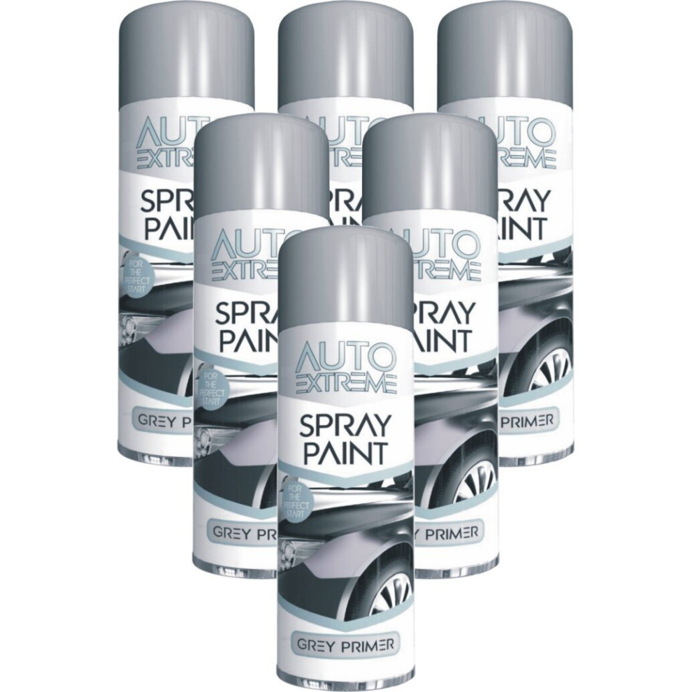 6 x 250ml Grey GLOSS Spray Paint Aerosol Auto Extreme Car Van Bike