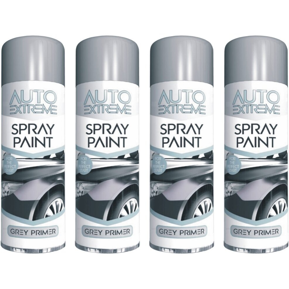 4 x 250ml Grey GLOSS Spray Paint Aerosol Auto Extreme Car Van Bike