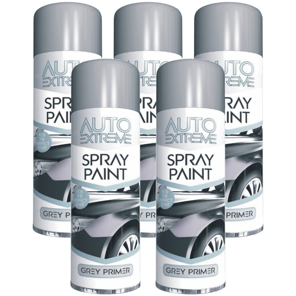 5 x 250ml Grey GLOSS Spray Paint Aerosol Auto Extreme Car Van Bike