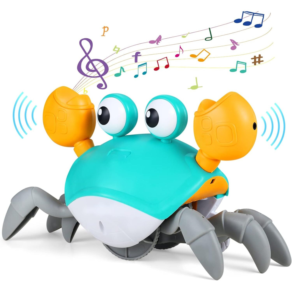 Crawling Crab Toys with Music and Light Baby Toys Sensory Toys with Automatically Avoid Obstacles Baby Musical Toys for 3 Year Old Boy Girl