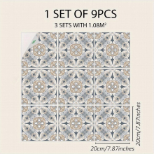 9pcs Bohemian Style Printed Matte Thick Waterproof And Wear resistant Stickers Vinyl Easy To Paste And Removable Home Living Room Kitchen And Bathroom