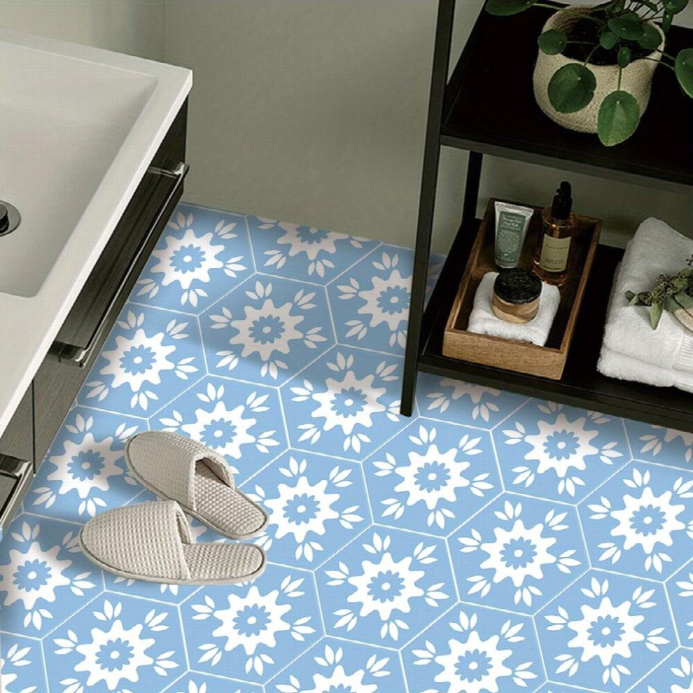 7Pcs Hexagon Floor Tile Sticker 22 86 19 Thick Waterproof Vinyl Floor Sticker Easy To Paste Peel And Stick Removable Pvc Floor Sticker For Home Living 885680873843