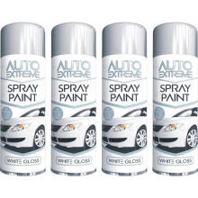 4 x 250ml WHITE GLOSS Spray Paint Aerosol Auto Extreme Car Van Bike