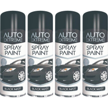 4 x 250ml BLACK GLOSS Spray Paint Aerosol Auto Extreme Car Van Bike
